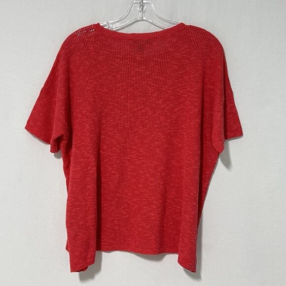Eileen Fisher Organic Linen Cotton Slub Boxy Top M Orange Red Drop Shoulder NEW - Picture 7 of 10